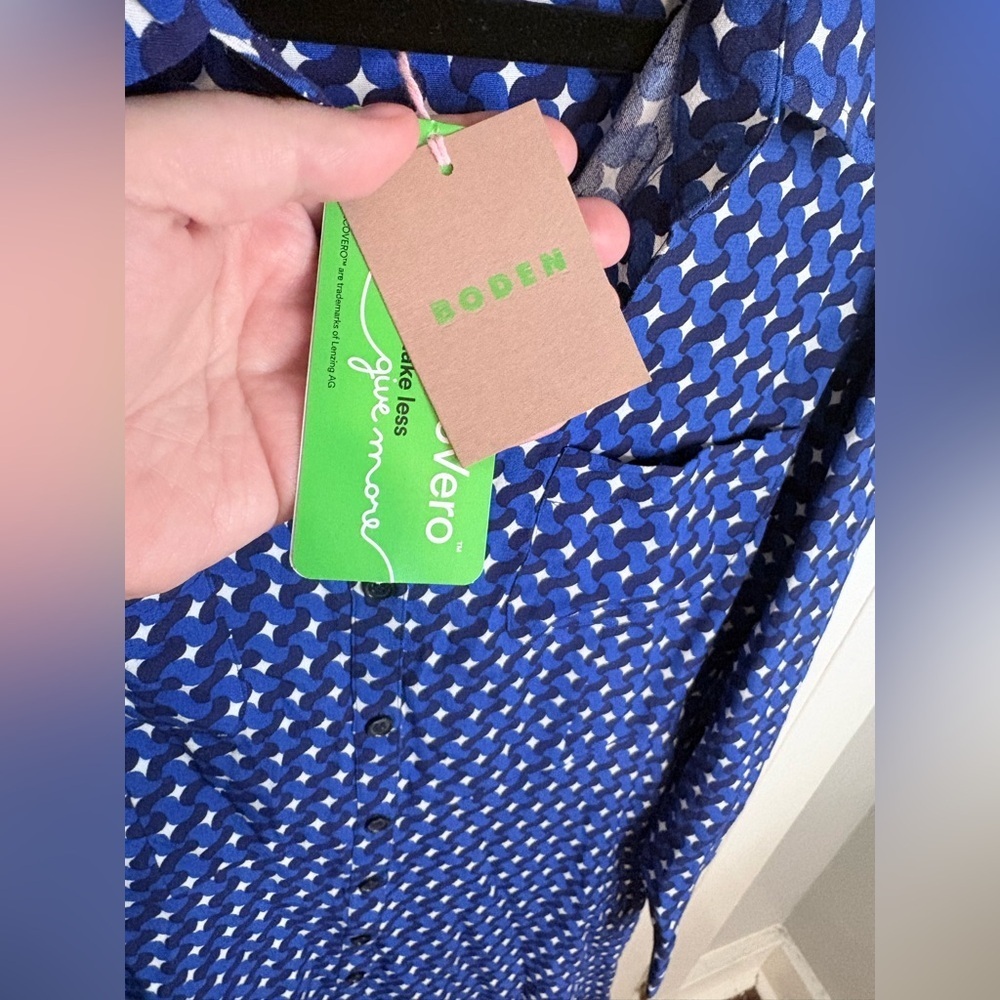 Boden Pocket Detail Shirt Dress | Mazarine Blue Terrace Swirl | Size 12R | NWT - Picture 6 of 13